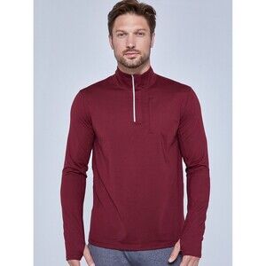 Fourlaps Venture Shirt Men XL Burgundy 1/2 Zip Thumb Hole Sleeve Pullover RED946